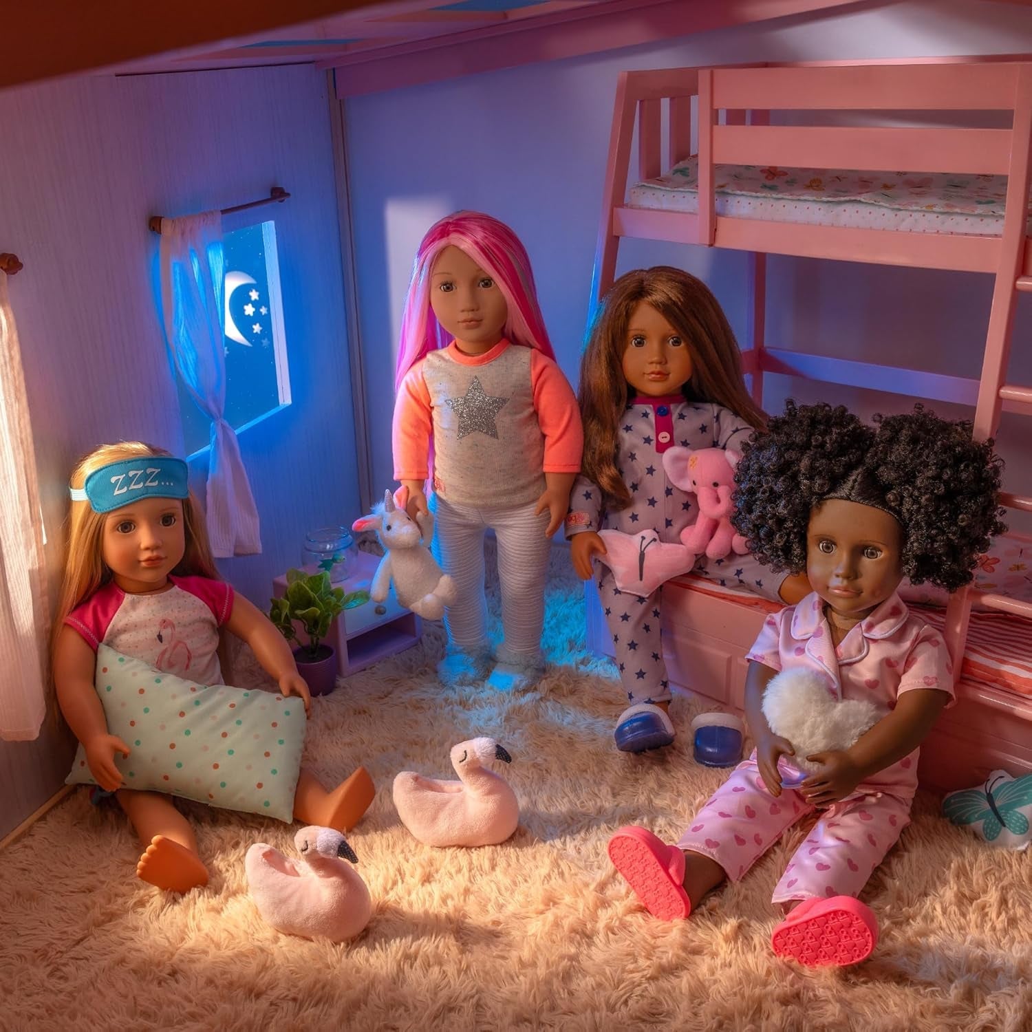 Our Generation - Maria - 46 cm-Puppe - Braune Augen & brünettes Haar - Pyjama-Strampler-Outfit - Elefant Plüschtier - Spielzeug für Kinder ab 3 Jahren