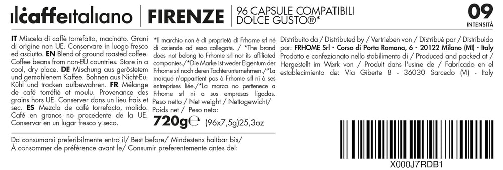 Nescafè Dolce Gusto, 96 capsules de café avec le système Nescafè-Dolce-Gusto compatible - Il Caffè Italiano - Mélange de Florence, Intensité 9