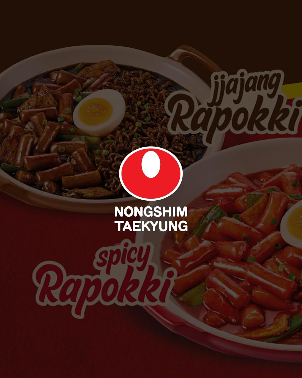 NONGSHIM Rapokki (Jjajang, 400 ml) – cuisine de rue coréenne authentique, ramen et gâteaux de riz, haricots noirs ; rapide et facile à préparer, prêt en 4 minutes