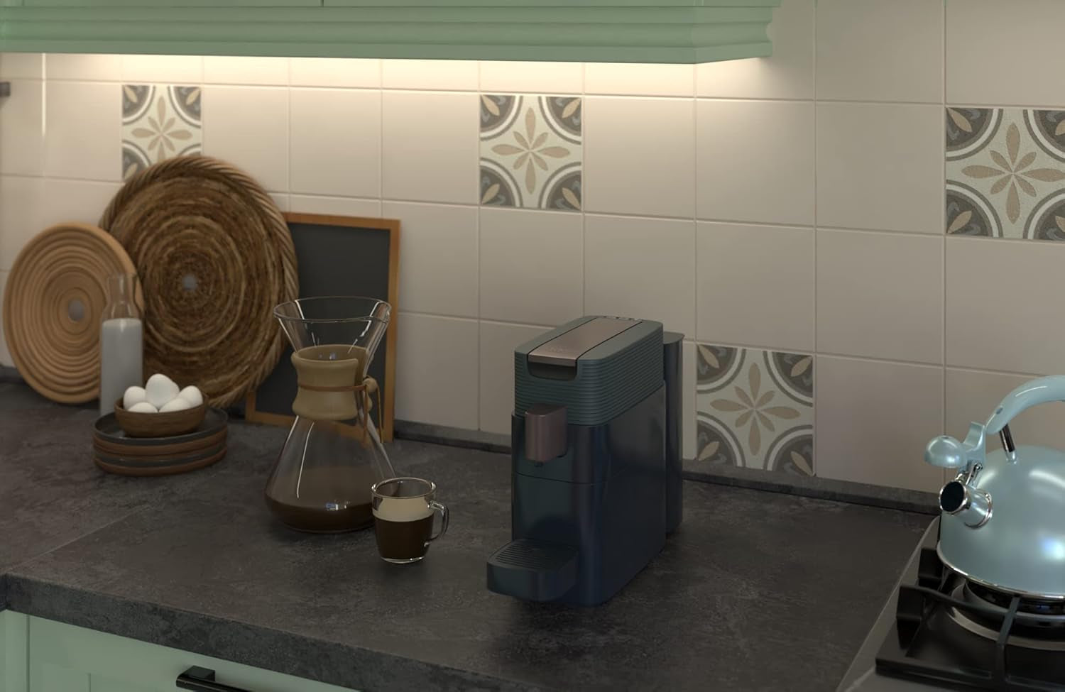 Machine à expresso avec capsules K-FEE ONE pour café, thé et cacao | Expresso compact | Chauffage rapide | Réservoir d'eau de 0,8 l | 19 barres | Cuivre noir | Gagnant du test Stiftung Warentest 2023