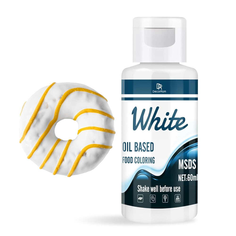 Farines à mélanger pour chocolat - 60 ml de couleurs à base d'huile pour fondant, décoration de gâteaux, dos - Colorant alimentaire doux pour beurre de cacao, crème au beurre, cuisine (noir) Naty Shop blanc