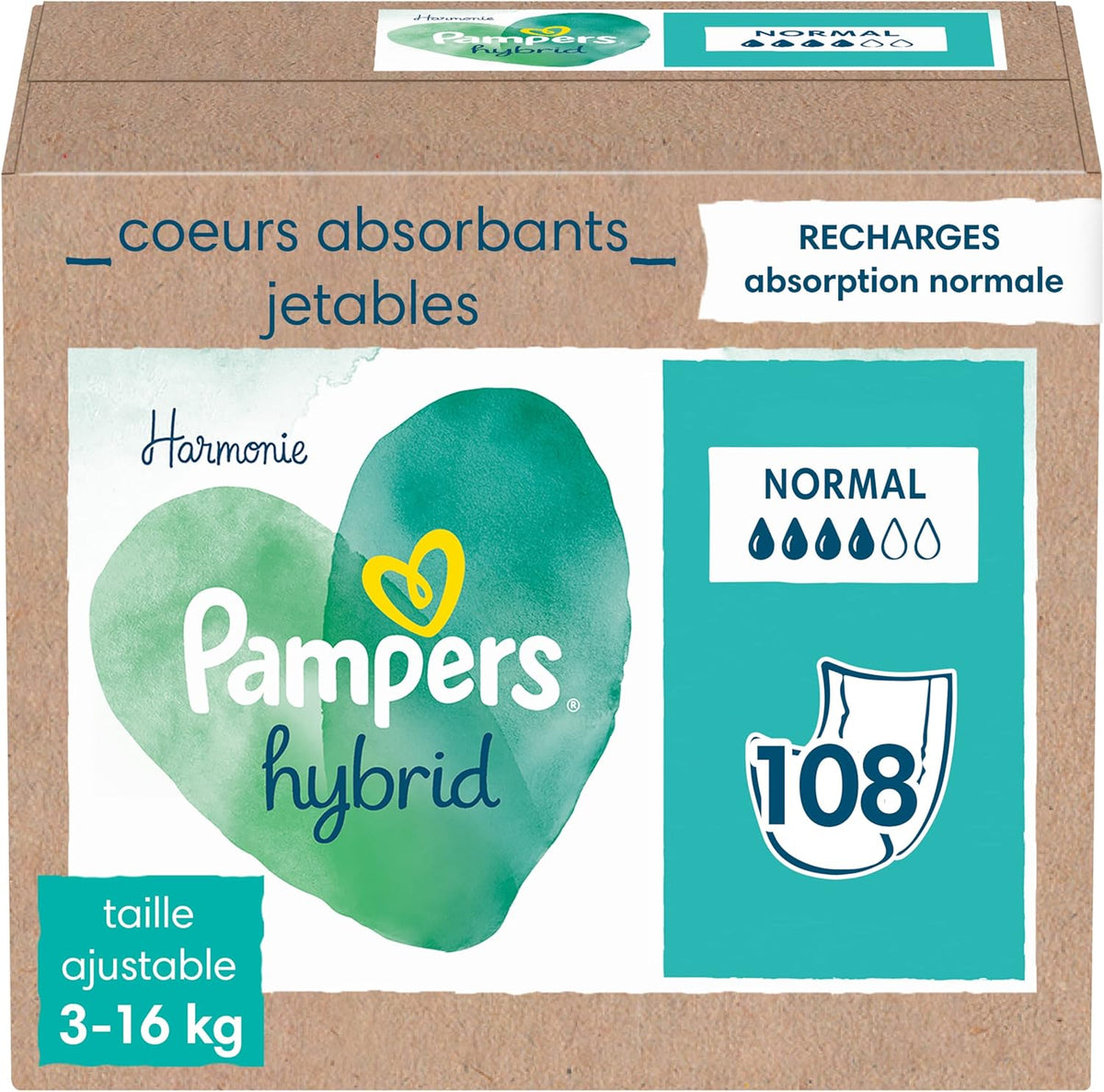 Pampers (ancienne version), paquet de 108 absorbants à feuille unique, standard - 1 pièce