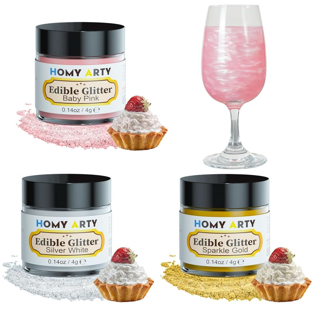 Glitter comestibil pentru bauturi, 4 grame Glitter Naty Shop Set 3 culori