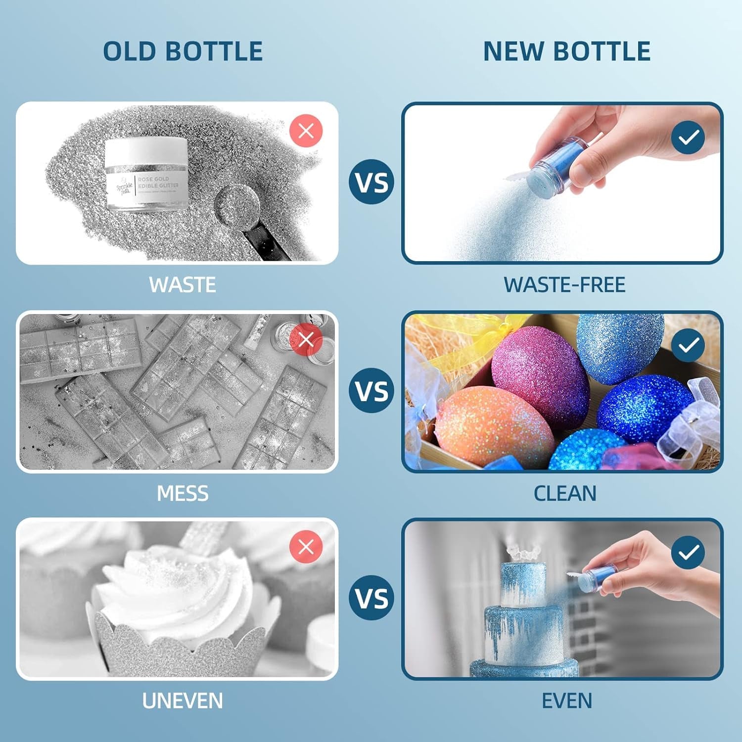 Paillettes comestibles – 4 couleurs de poussière de paillettes comestibles, poudre de paillettes pour boissons, gâteaux alimentaires – poudre de colorant alimentaire métallique, poudre de poussière pour décoration de gâteaux, bonbons, biscuits