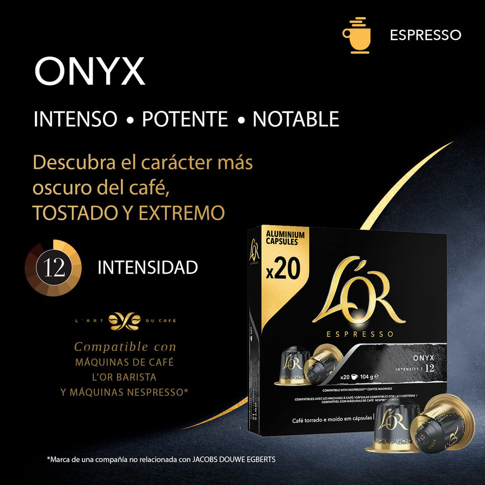 L'OR Espresso Capsules de café Onyx | Intensité 12 | 200 capsules Nespresso compatibles (R)* - Exclusivité Amazon