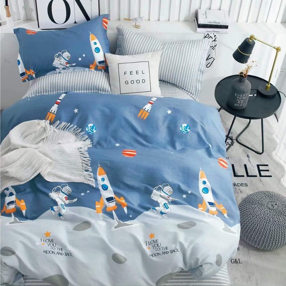 Linge de lit enfant garçon différents modèles, 100% coton Linge de lit - enfant Naty Shop Astronaute et Fusée 135 X 200 cm