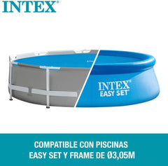 Bâche solaire pour piscine Intex Easy and Frame 305 cm de largeur, épaisseur de 120 microns, taille fabriquée : env. 290 cm, 28011 Bleu