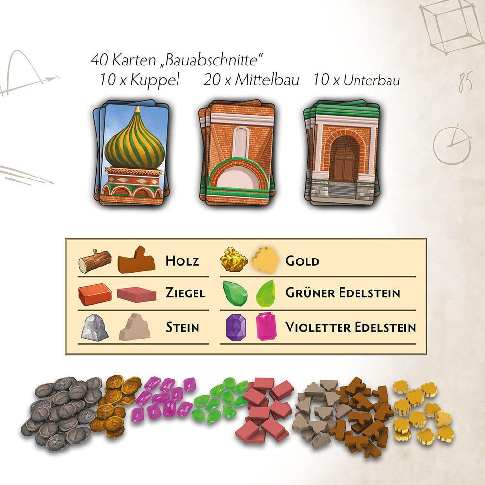 KOSMOS 682156 Cathédrale Rouge, Bâtisseurs du Tsar, Jeu de stratégie avec mécanisme de dés spécial, Jeu de société pour 1 à 4 joueurs à partir de 12 ans, Jeu pour connaisseurs