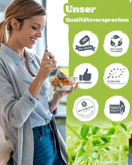 Coffret de pots de germination 3100 ml avec coffret cadeau - Organic Fitness Mix, Power Mix et Detox Mix, 75 g chacun - Pot de germination - incl. couvercle du pot, support et passoire