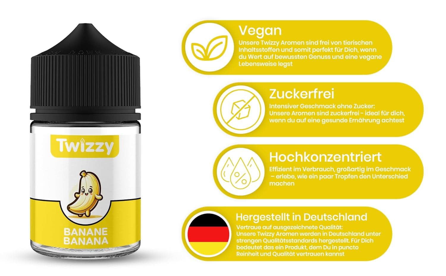 Arôme alimentaire Twizzy Banane - 60 ml - Saveur intense - Idéal pour la pâtisserie Arômes Naty Shop