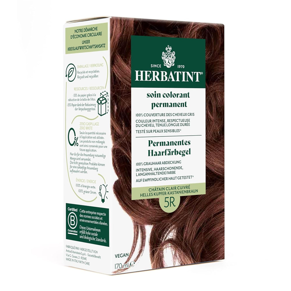 Gel Teinture Permanente 6N Blond Foncé - 170 ml I Sans Ammoniaque, Couverture 100% Cheveux Gris I Testée sur Peaux Sensibles, aux 8 Extraits Végétaux Naty Shop Coloration Capillaire 5R Cuivre Clair - Châtain