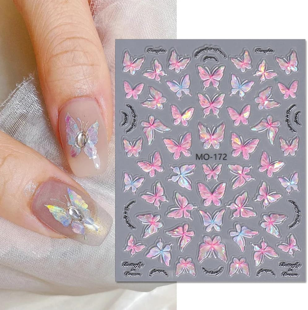 5D în relief fluture unghii autocolante autoadezive fluturi decorare unghii autocolante aurora fluture unghii arta autocolante accesorii unghii design fluture unghii autocolante nail art autocolante