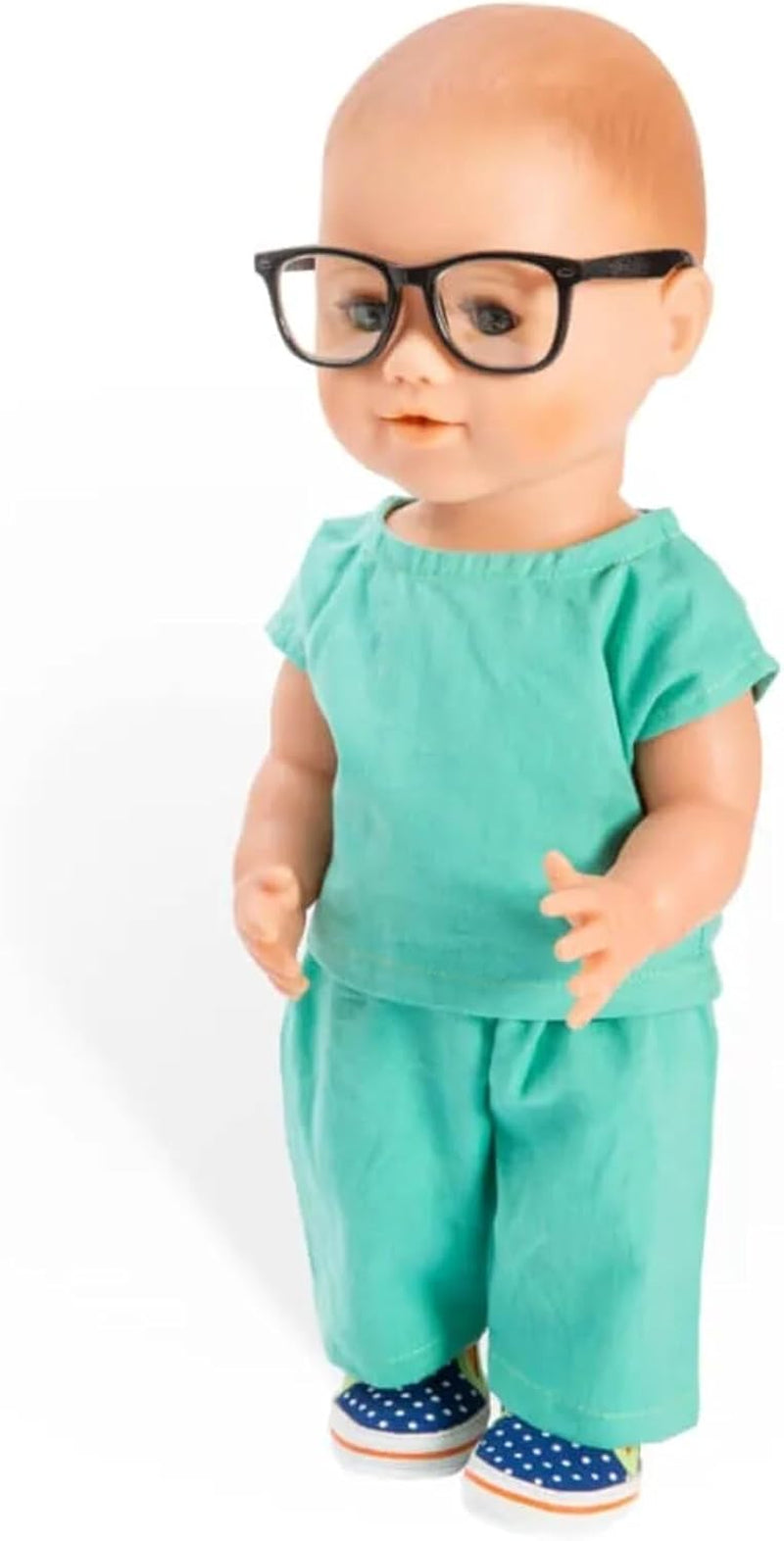 Heless 1653 - Ensemble de vêtements de poupée, costume de médecin 4 pièces avec pantalon, chemise, blouse de médecin et stéthoscope, taille 28 - 35 cm