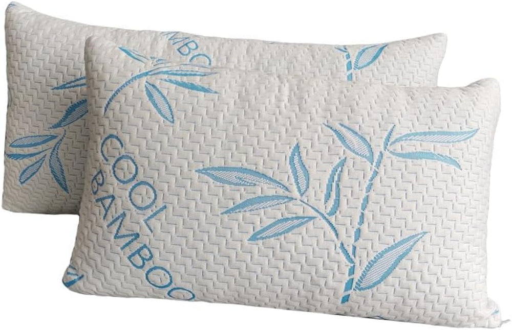 Comfysleep King Size Oreiller en viscose de bambou rafraîchissant Mousse à mémoire de forme déchiquetée Housse réglable en viscose de bambou Housse amovible/lavable 2 pièces Naty Shop Oreillers standard Titre par défaut