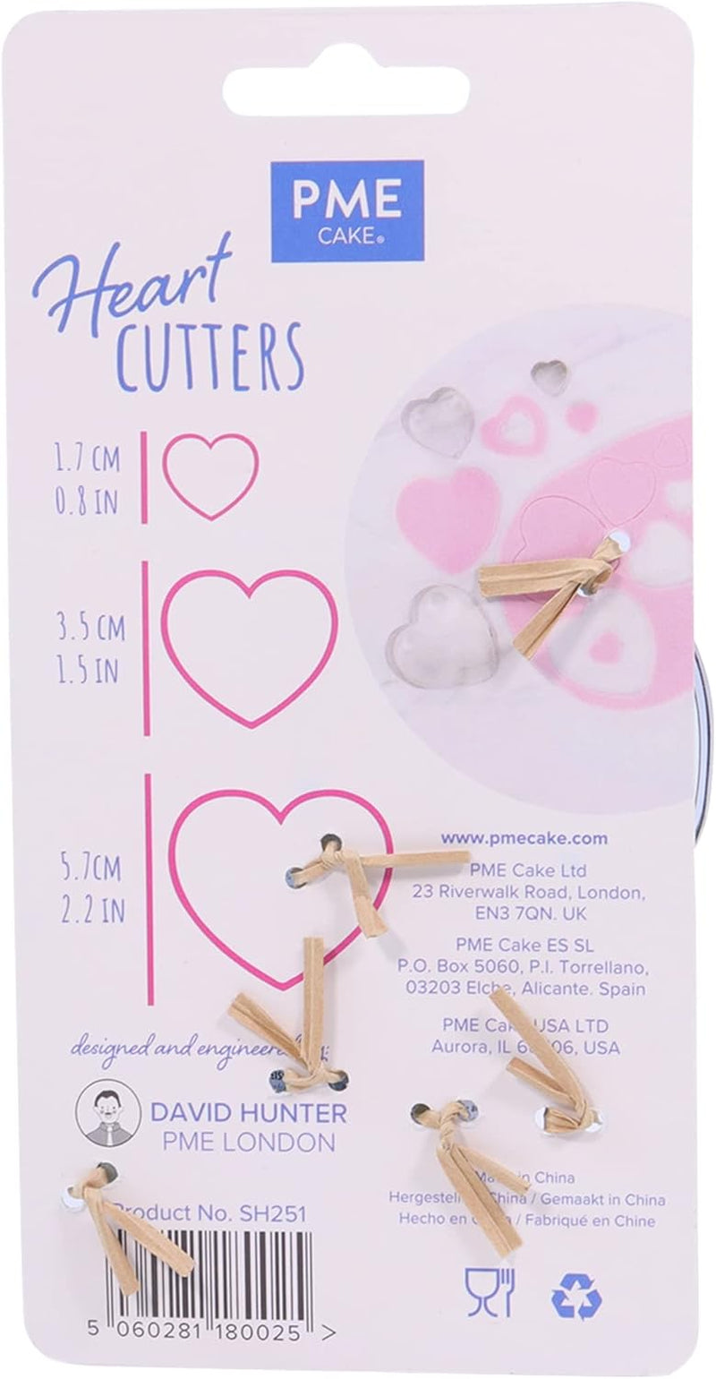 SH251 3 pièces. Moules à glaçage en forme de COEUR en acier inoxydable pour décorer les gâteaux au sucre, argent