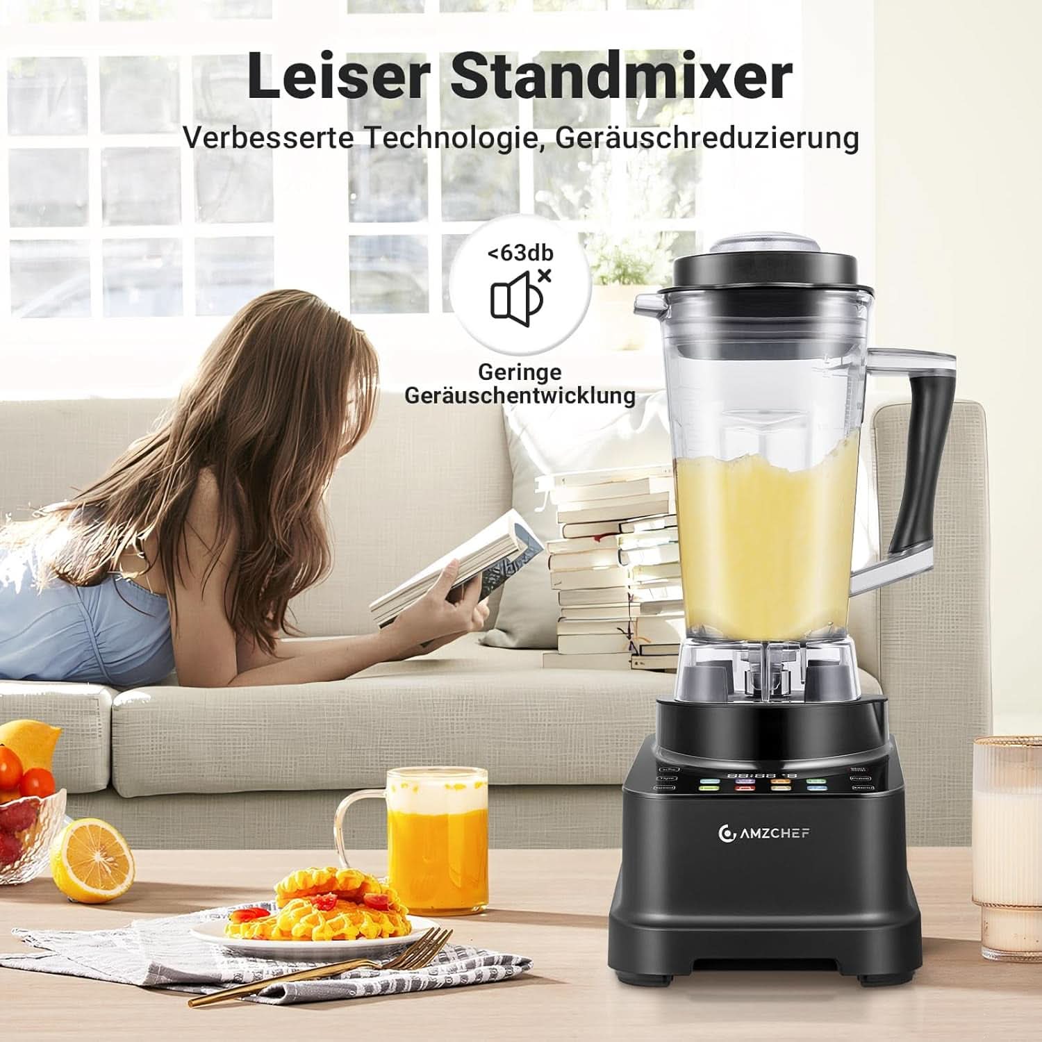 Blender AMZCHEF, 8 menus intelligents et 10 vitesses, écran tactile LCD Cuisine Naty Shop