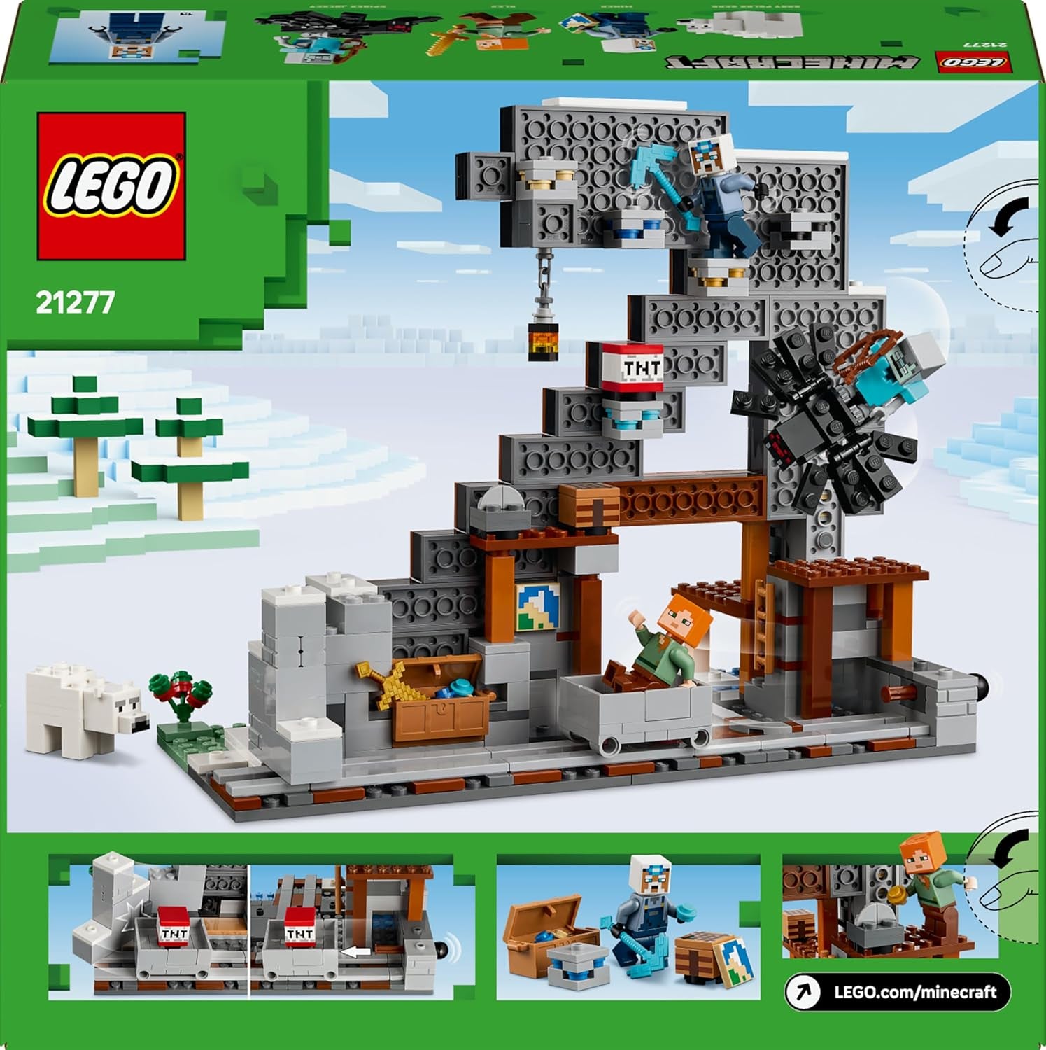 LEGO Minecraft Die Spitzhackenmine - Jeu interactif pour enfants - Figurines Alex, Minenarbeiter et Stray Spinnenreiter - Ensemble de jeux de joueur pour jeunes et filles à partir de 8 ans - 21277