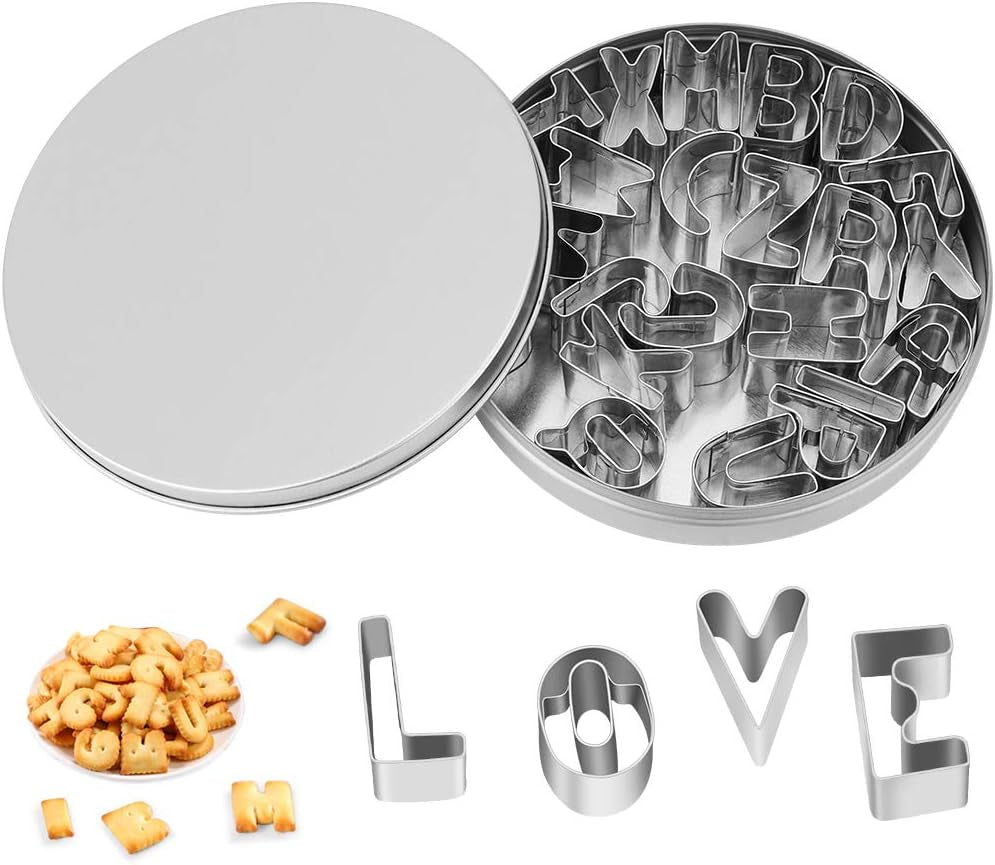 Emporte-pièces lettres de l'alphabet Biscuits fondants bricolage symbole en plastique moule de cuisson en acier inoxydable Biscuits de l'alphabet Gadget de cuisine ensemble d'accessoires de cuisson