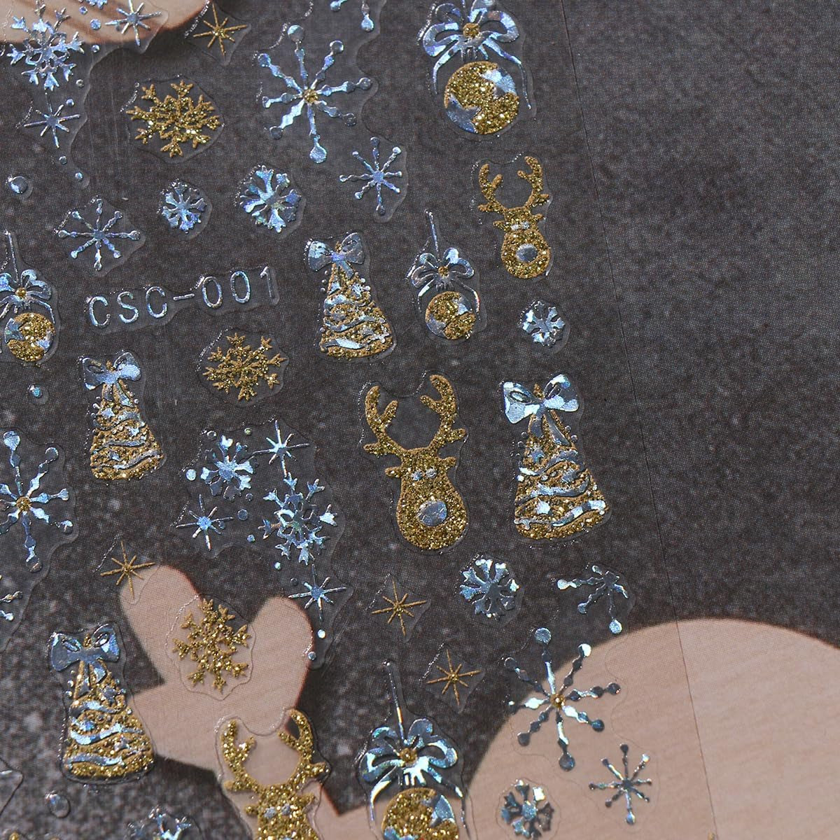 JMEOWIO Nagelsticker Weihnachten Gold Glitter Silber 8 Blatt Nail Art Sticker Selbstklebend Nagelaufkleber Schneeflocke Winterurlaub Dekoration Nageldesign Zubehör