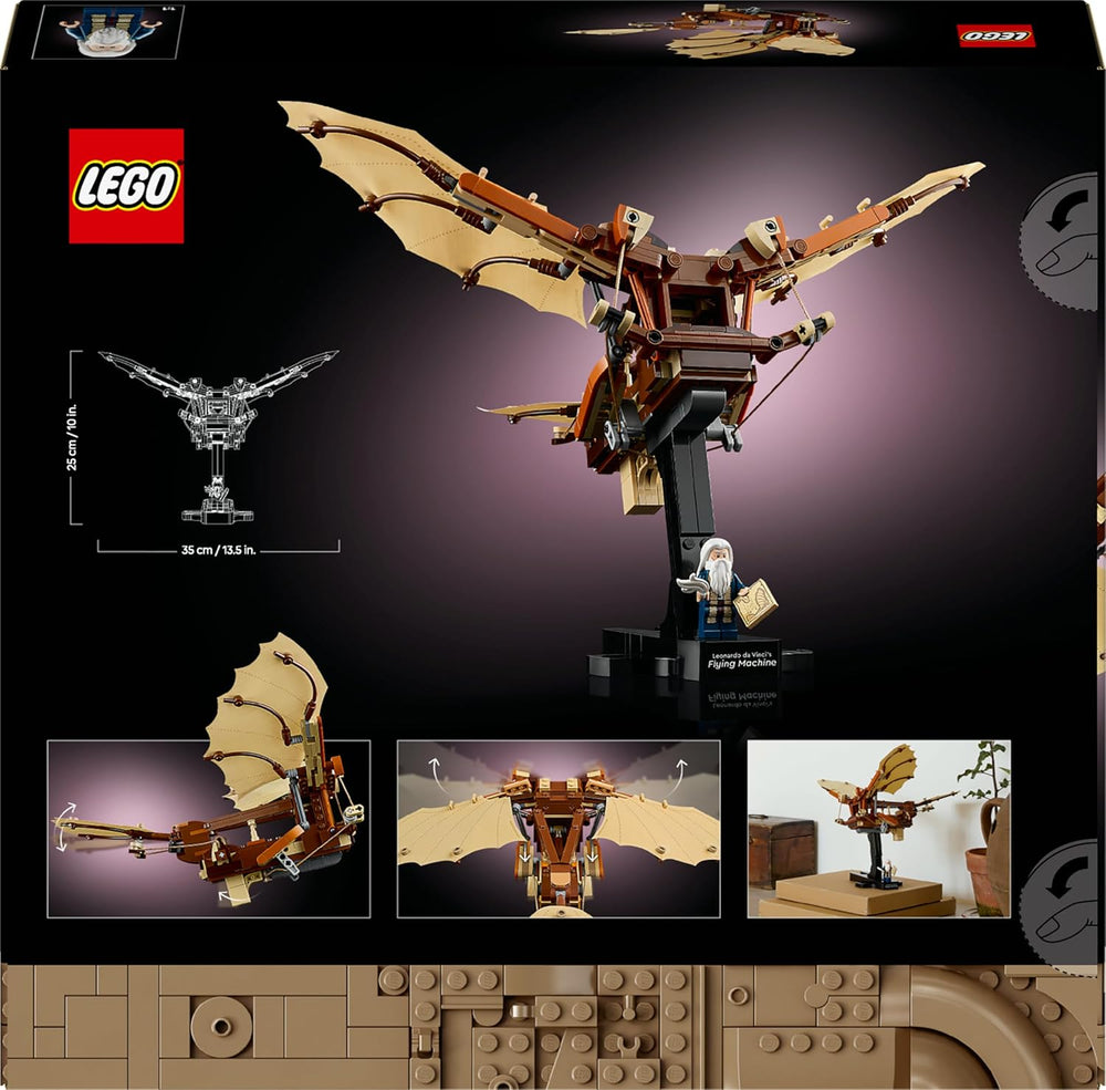 LEGO Icons Leonardo da Vincis Fluggerät mit schlagenden Flügeln - Incluant Minifigure & Ständer - Bauset für Erwachsene - Deko-Set für Zuhause - Giftidee - 10363