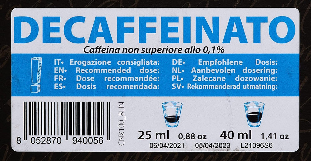 Capsules de café Decaffeinato compatibles Nespresso 5,6g x 100 capsules