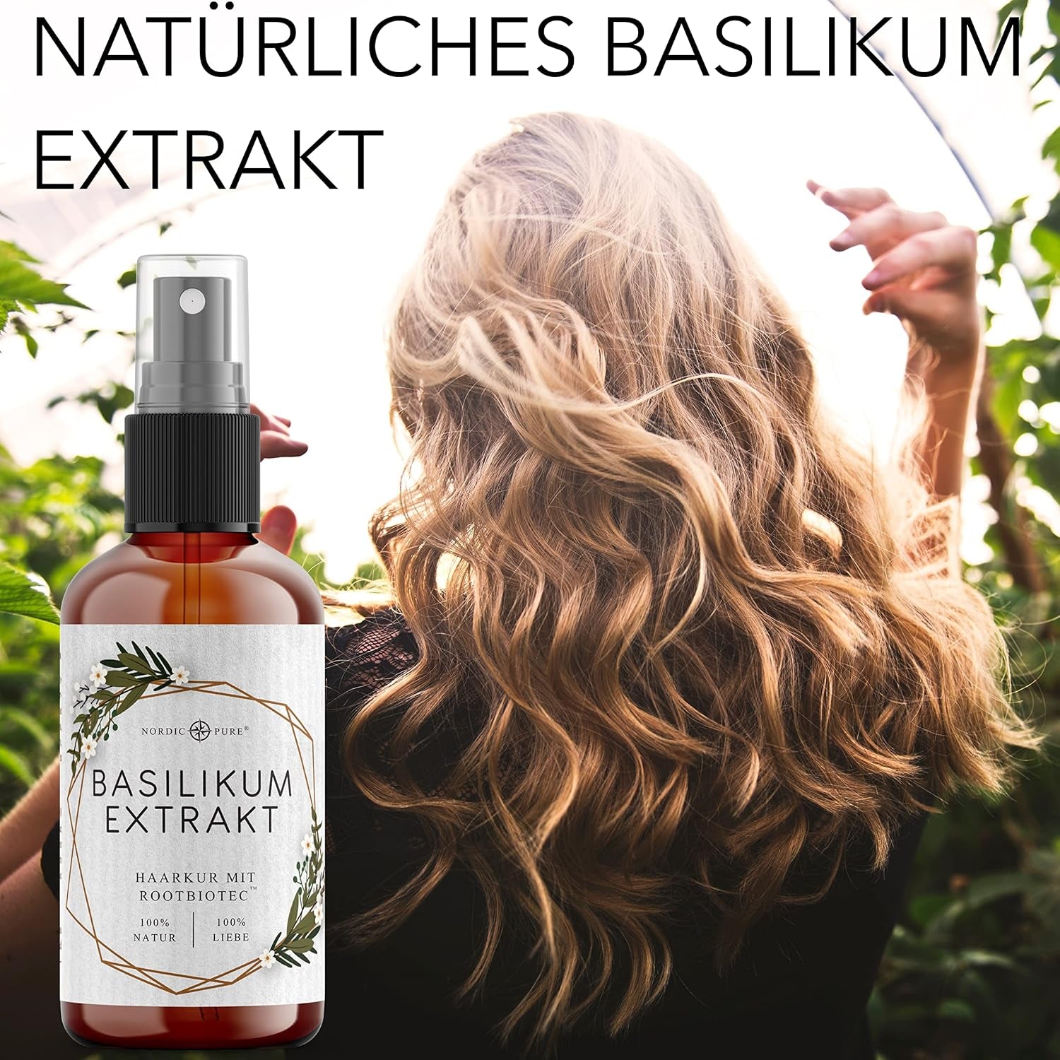 Traitement capillaire à l'extrait de basilic de Nordic Pure | Pour le soin des cheveux fins, secs et fragiles | Peut prévenir la chute des cheveux 100 ml Naty Shop soins capillaires
