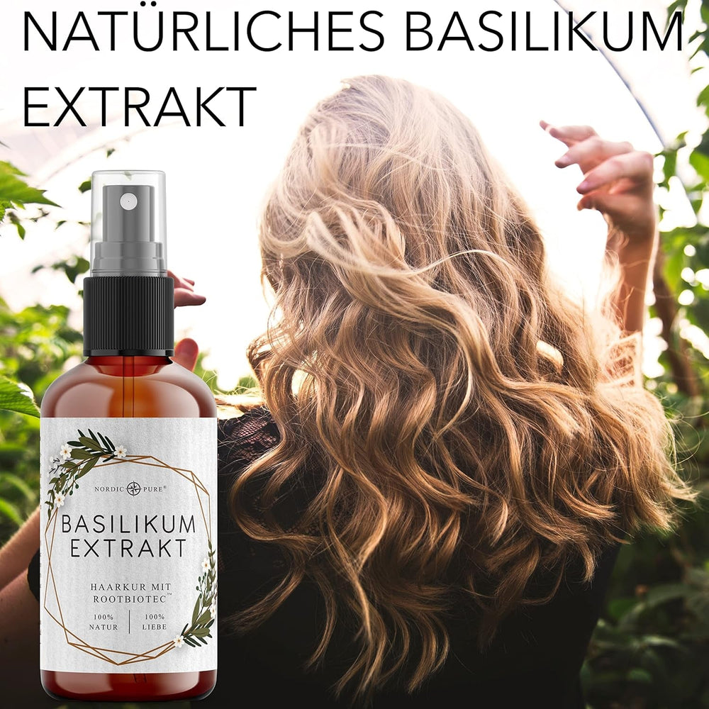 Traitement capillaire à l'extrait de basilic de Nordic Pure | Pour le soin des cheveux fins, secs et fragiles | Peut prévenir la chute des cheveux 100 ml Naty Shop soins capillaires