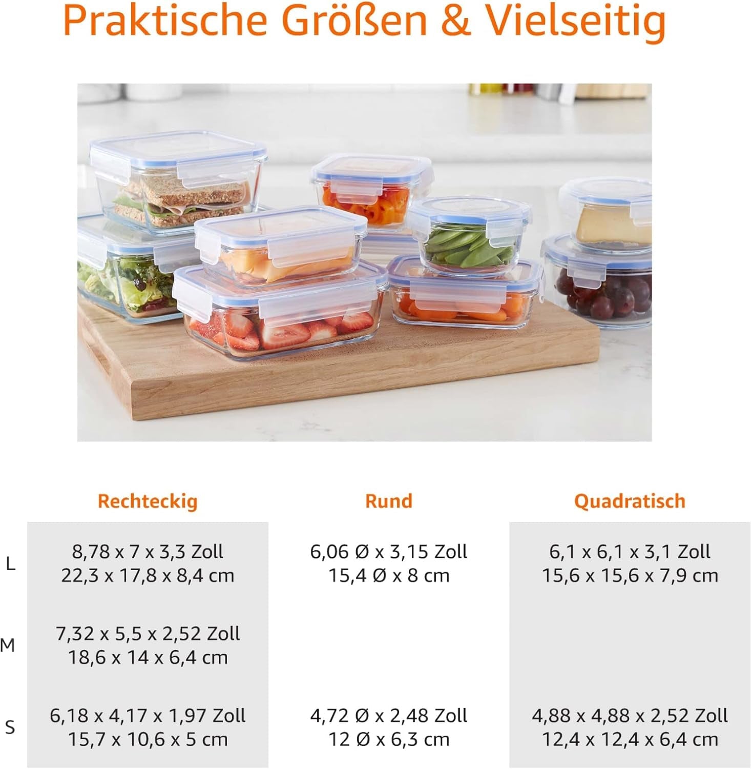 Amazon Basics Lot de 20 récipients alimentaires en verre avec couvercles (10 récipients + 10 couvercles) Boîtes de conservation alimentaires bleu clair sans BPA Naty Shop