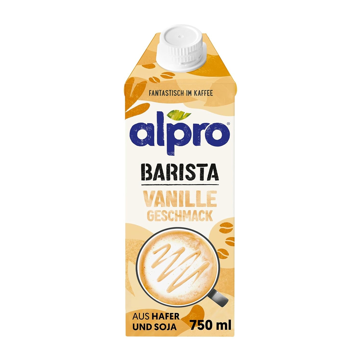 Alpro Barista Vanille – Zum Aufschäumen – Von Natur aus laktosefrei – Riche en substances de ballast, calcium et vitamines – 8 x 750 ml – Haltbar