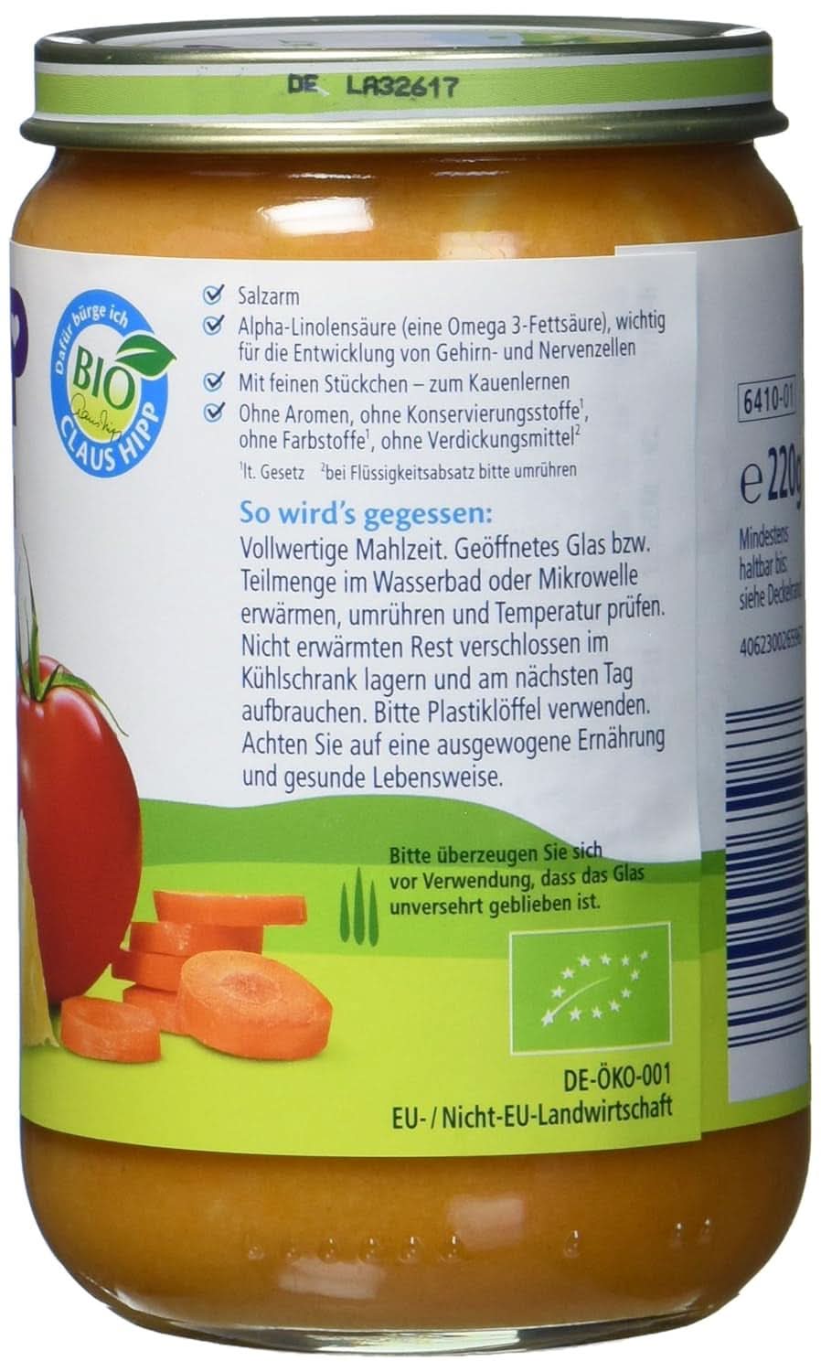 Hipp Pasta Bambini - Lasagne aux légumes, pack de 6 (6 X 220 g) Mère et Enfant Naty Shop