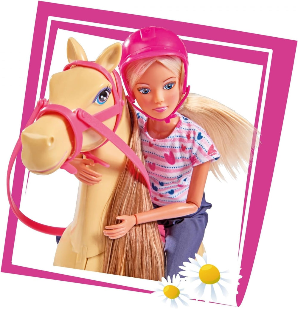 Simba 105730939 - Steffi Love Tenue d'équitation 2 chevaux Poupée mannequin entièrement articulée 29 cm pour enfants à partir de 3 ans