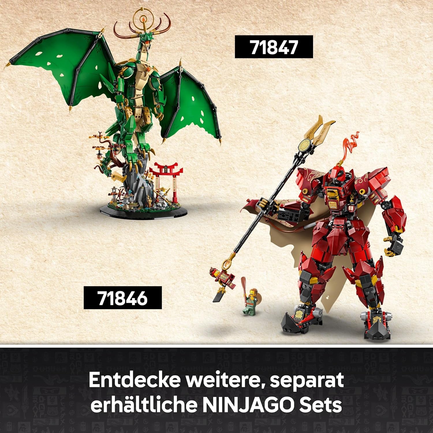 LEGO NINJAGO Wächterdrache Bauset - Avec Drachenfigur, Meister Wu Minifigur & Ständer - Jeu de construction pour jeunes à partir de 14 ans et adolescent 71847