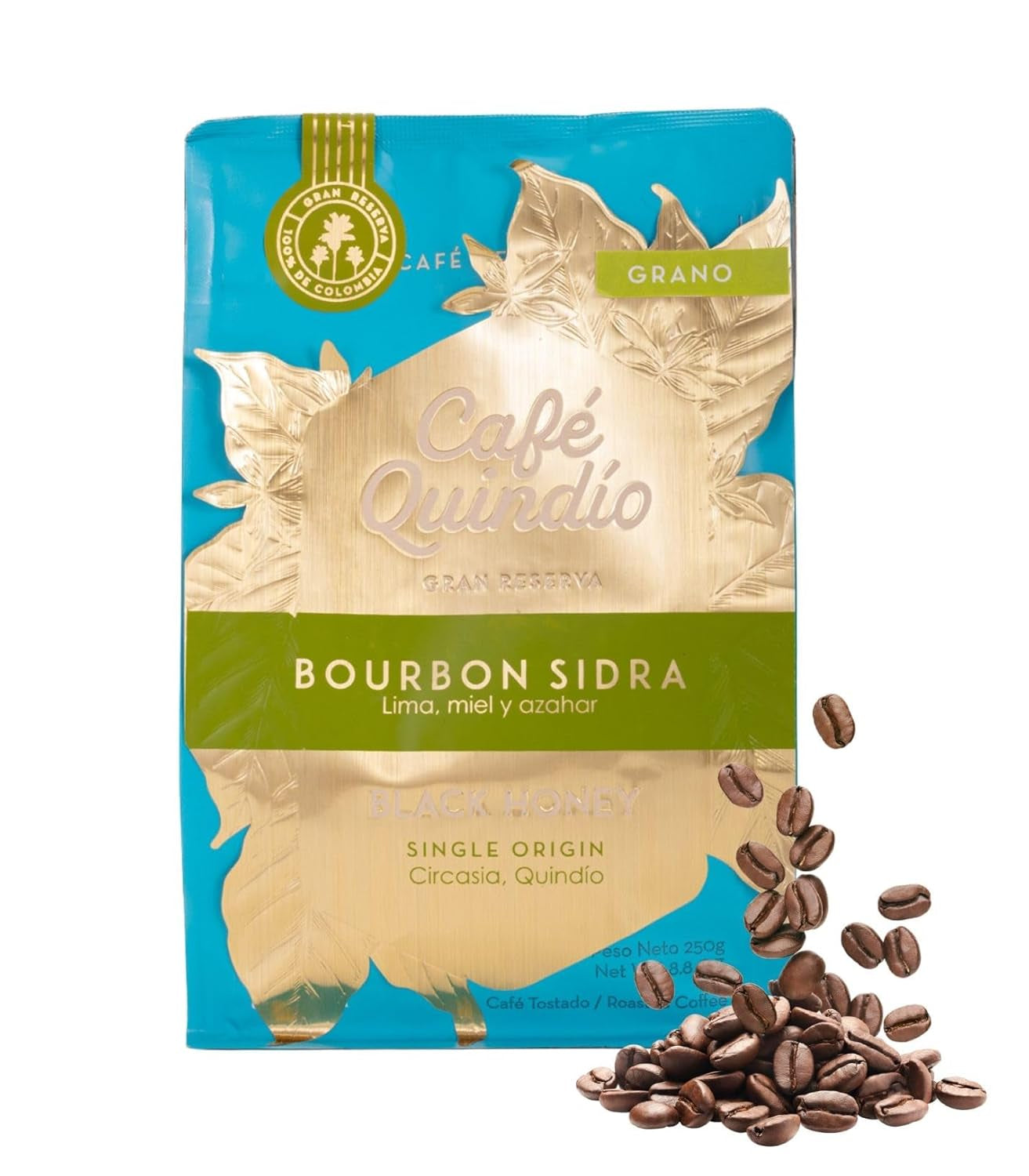 Cafea de Specialitate Cafe Quindio Bourbon Sidra - 100% boabe de cafea Arabica de origine unică Columbia - cu note naturale de iasomie și lime (250g) - ideală pentru Chemex sau V60