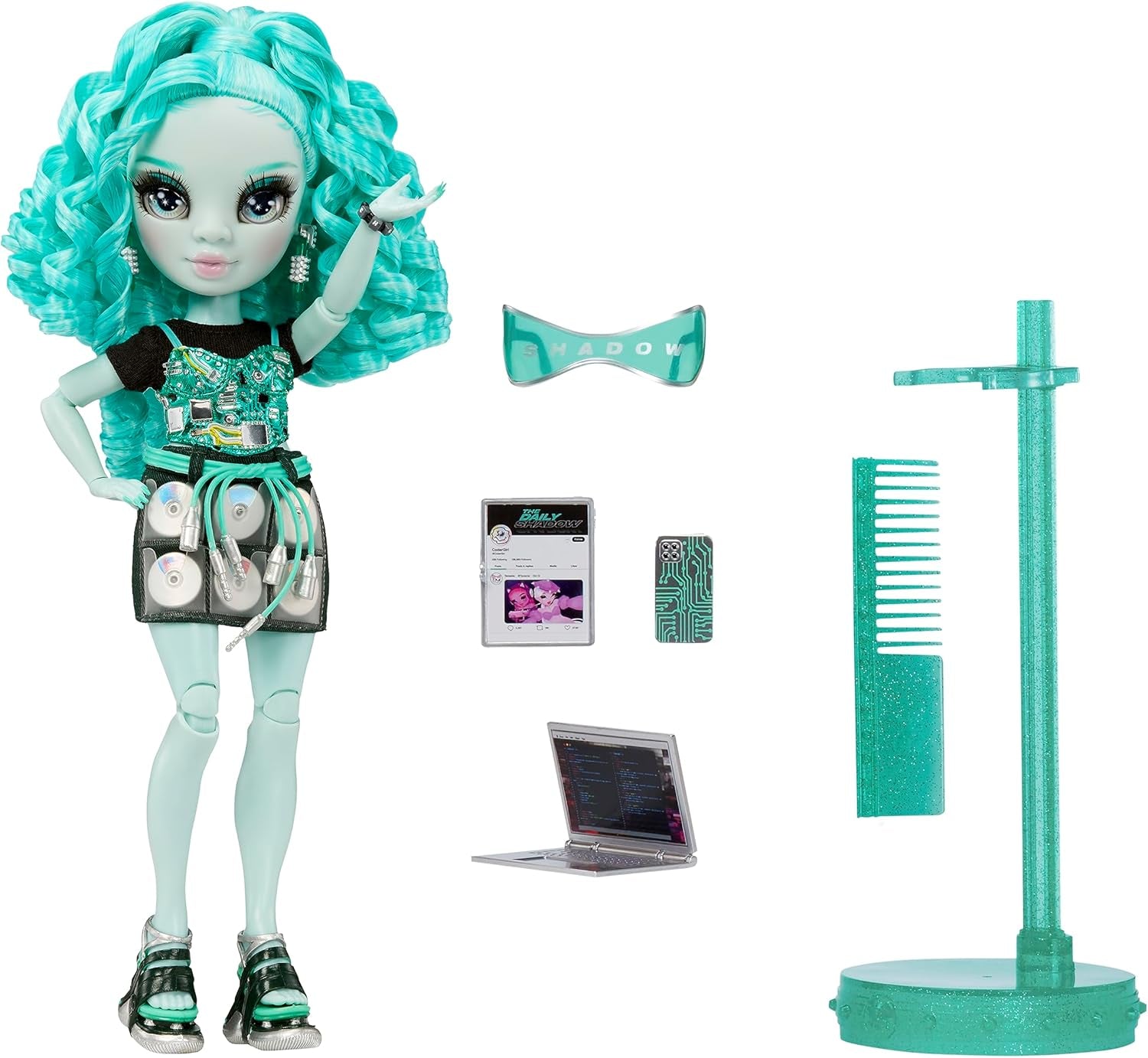 Rainbow High Shadow High Series 3 - Berrie Skies - Poupée mannequin verte - Tenue tendance et plus de 10 accessoires de jeu colorés - Idéal pour les 4-12 ans et les collectionneurs