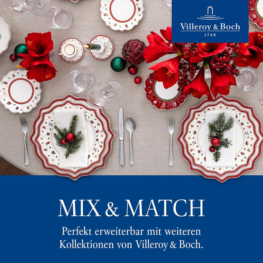 Villeroy & Boch - Toy's Delight Service de Petit-Déjeuner pour 2, Design Locomotive, 6 Pièces, Coloré, Noël, Service de Vaisselle avec Assiettes, Tasses et Bols pour Petit-Déjeuner, Vaisselle de Noël, Porcelaine Premium