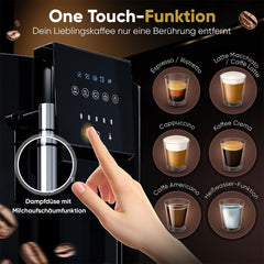 Machine à expresso ProfiCook® entièrement automatique avec mousseur à lait pour cappuccino | Broyeur conique | avec fonction chauffe-tasses | Pompe professionnelle italienne | Écran tactile | Expresso | PC KAV1281