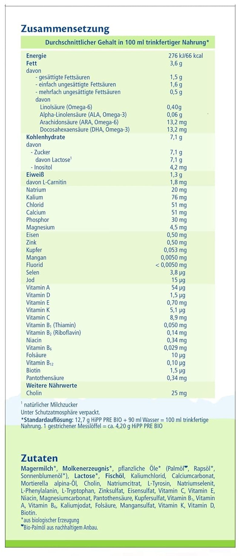 Le lait infantile bio HiPP PRE (4 x 600g), dès la naissance, ne contient que du lactose comme glucide, de la meilleure qualité biologique