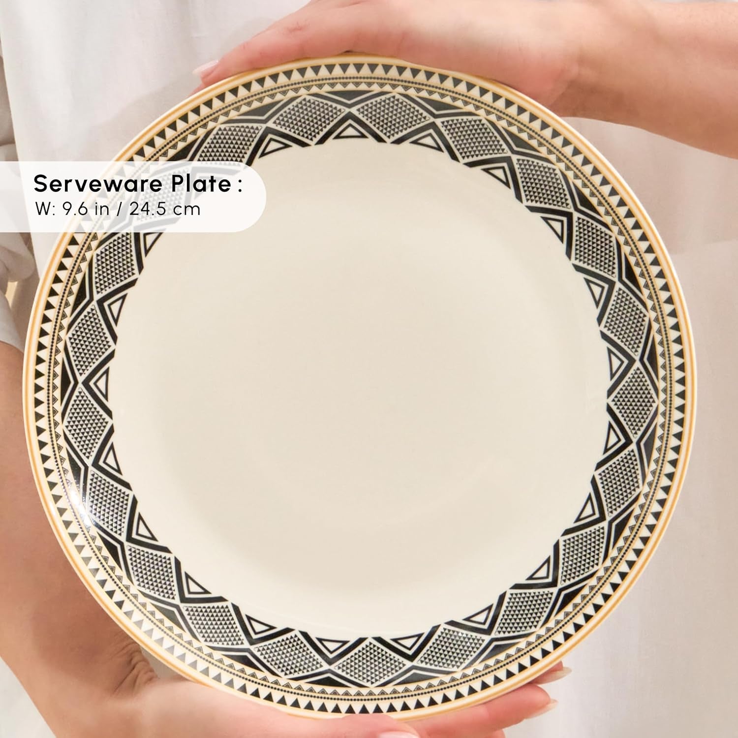 Karaca Globe - Ensemble de vaisselle et de vaisselle pour 6 personnes avec tasses, ensemble de vaisselle en porcelaine à 26 pièces avec tasse à thé, sous-tasse, service et plateau de table - Blanc