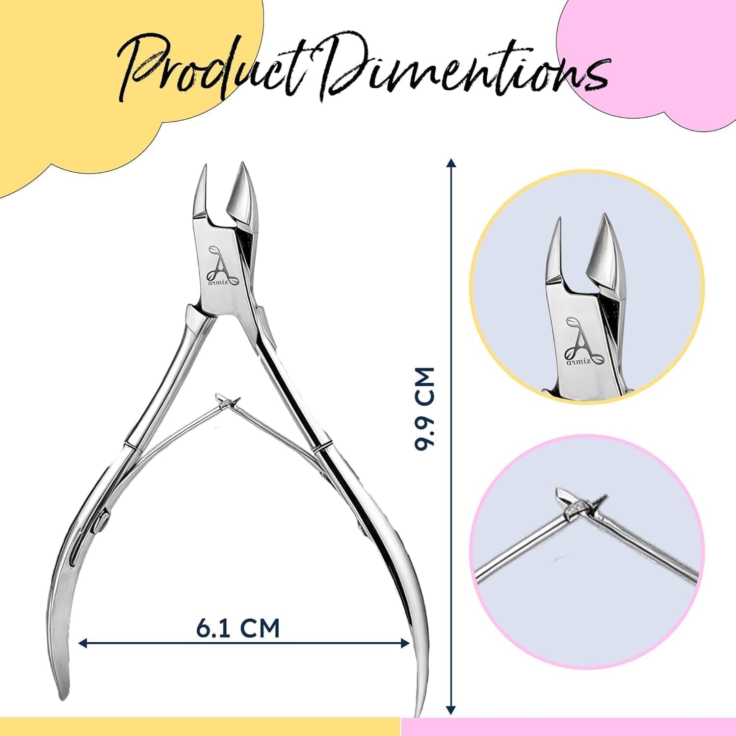 ARMIZ Ensemble 4 pièces repousse-cuticules et pinces, ensemble d'outils professionnels pour enlever les cuticules, pince multi-usages en acier inoxydable pour manucure et pédicure