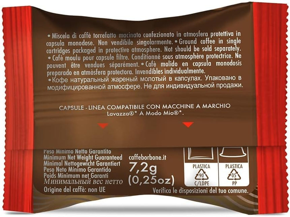 Caffè Borbone Don Carlo, Rote Mischung - 50 Kapseln - Compatible avec Lavazza®* A Modo Mio®* Haushalts-Espressomaschinen