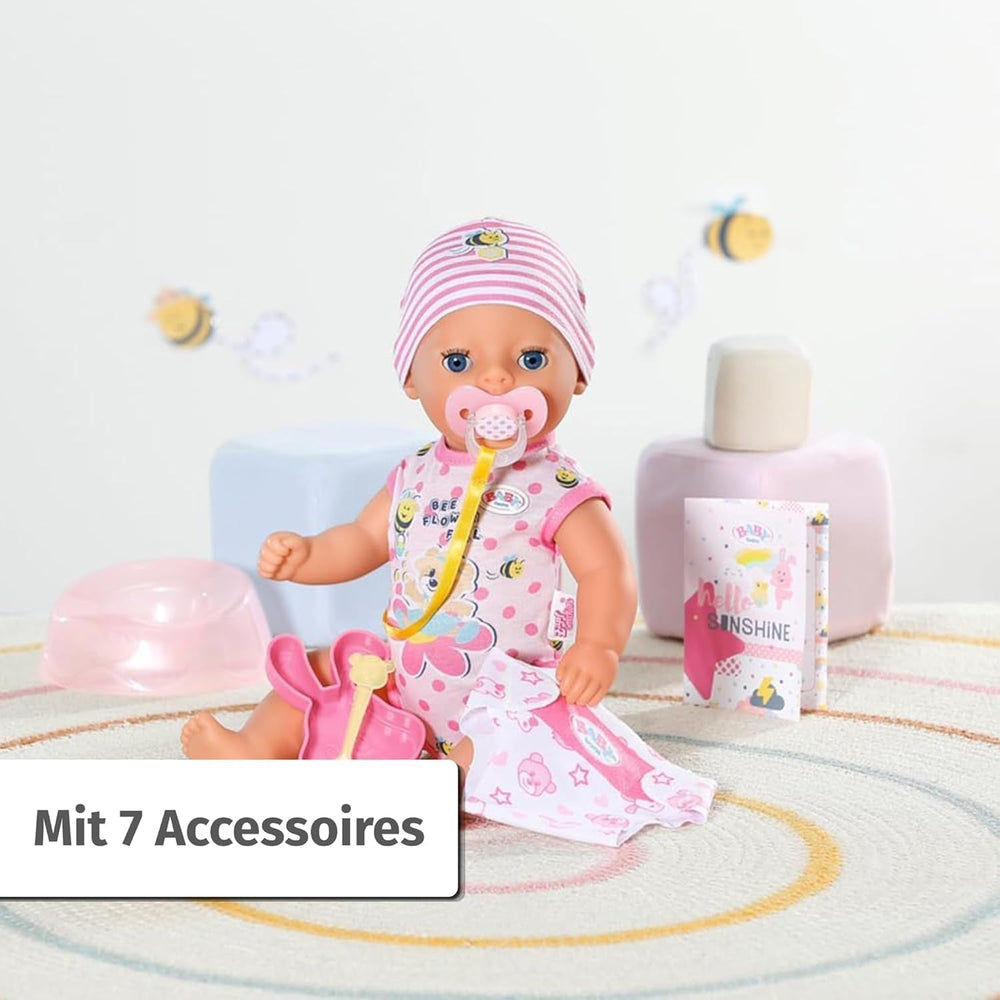 Păpușă bebelușă Baby Born Lena (Fetiță) - 36 cm - 7 funcții, inclusiv accesorii și saltea - Funcționează complet fără baterii - Potrivită pentru copii mici de la 1 an