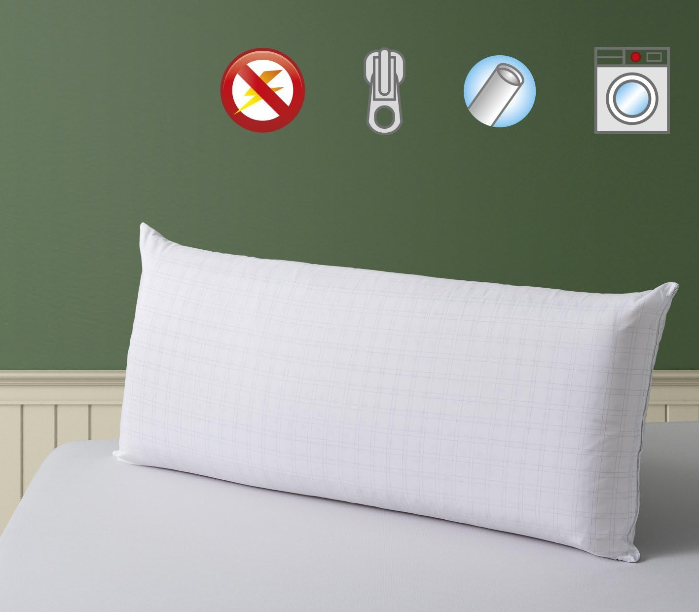 Oreiller anti-stress Savel avec housse double, fermeté moyenne, 40 X 135 Cm Oreillers standards Naty Shop