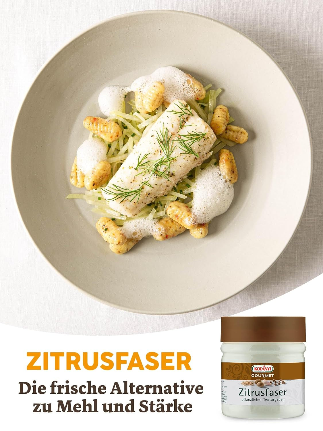 Kotanyi Gourmet Zitrusfaser | pflanzlicher Texturgeber, Alternative zu Mehl und Stärke, ca. 120 g, 400 ml