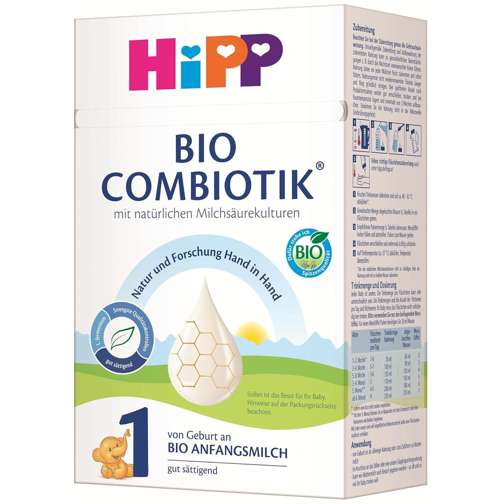 HiPP 1 Combiotik Bio (4 x 600g), lait maternisé en poudre pour nourrissons dès la naissance, avec cultures naturelles d'acide lactique et amidon biologique facile à traiter, de la meilleure qualité biologique