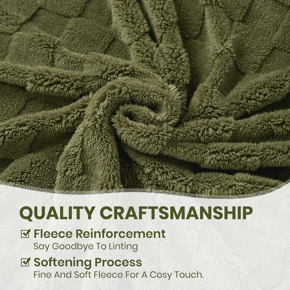 Good Nite Couverture douillette moelleuse pour canapé, couvre-lit en polaire, douce, à carreaux, vert, printemps, été, automne, hiver, quatre saisons (150 x 200 cm, vert olive) Good Nite Lits et couvertures