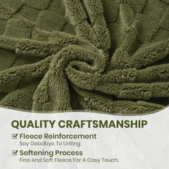 Good Nite Couverture douillette moelleuse pour canapé, couvre-lit en polaire, douce, à carreaux, vert, printemps, été, automne, hiver, quatre saisons (150 x 200 cm, vert olive) Good Nite Lits et couvertures