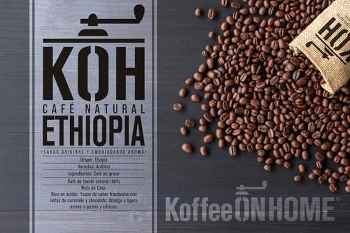 Ganze Kaffeebohnen 100% Arabica de l'Éthiopie – 1 kg – Geröstet naturel – Mittlere Intensität – Fruchtige & Zitrusnoten – Premium-Qualität aus Oromia – Idéal pour Espresso & Moka