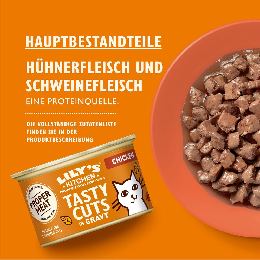 Lily's Kitchen, à base d'ingrédients naturels, délicieuses bouchées en sauce au poulet, nourriture humide pour chats adultes, boîte de 70 g