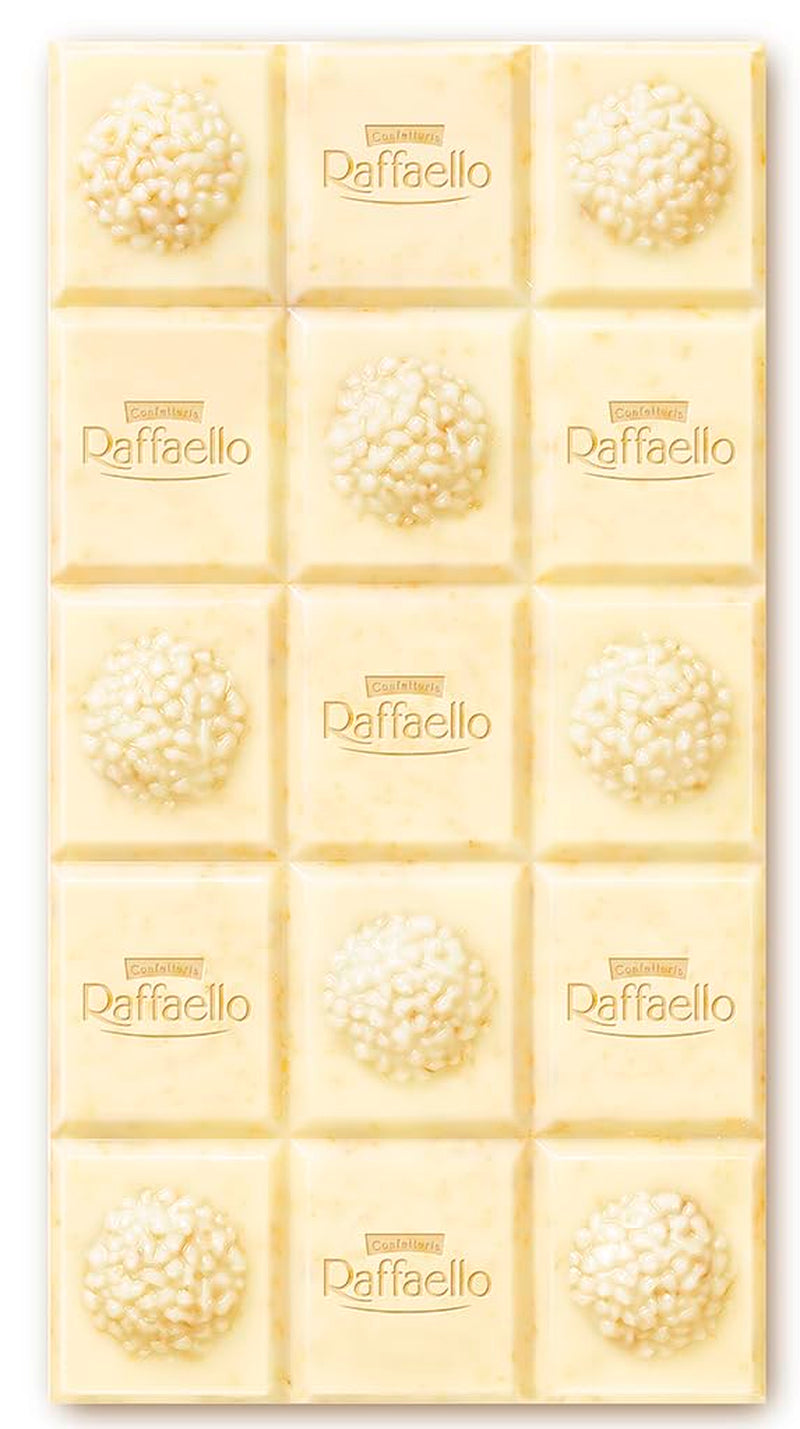 Barre de chocolat Ferrero Raffaello - Cadeau de Saint-Valentin pour elle et lui - Chocolat blanc à la crème de noix de coco et aux amandes - 1 barre de chocolat x 90 g