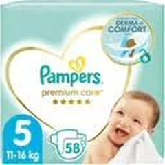 Couches Pampers taille 5 (11-16 kg), couches de soins premium, 58 pièces, confort et protection optimaux pour les peaux sensibles de Pampers